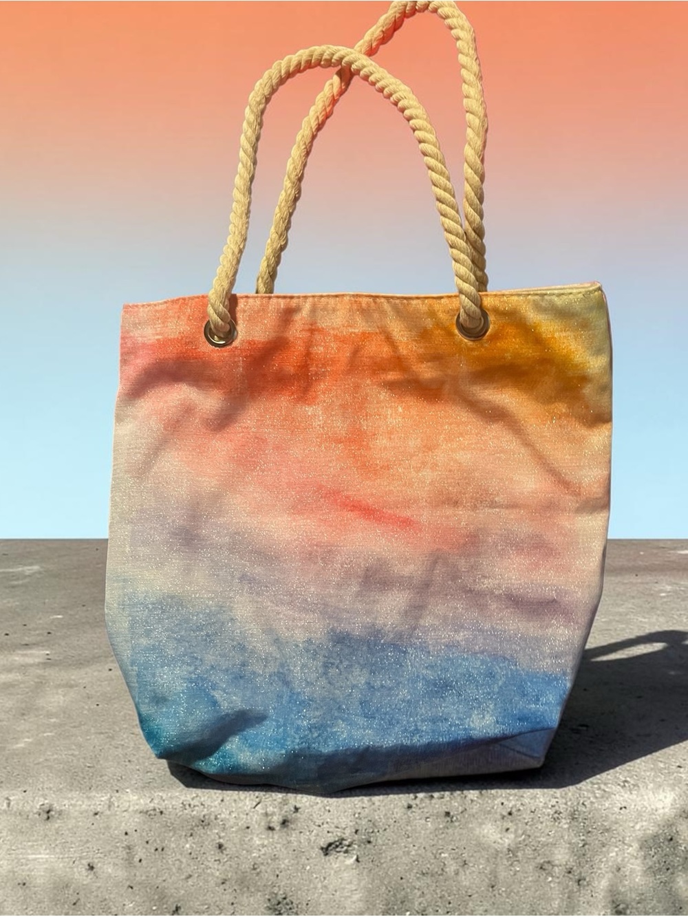 Sunset Gradient Rope-Handle Tote Bag in Multicolor - Picture 5 of 10